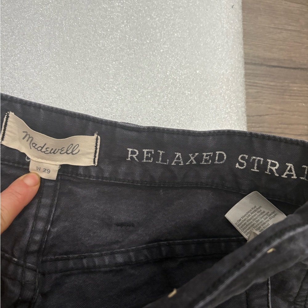 [W29Ins26”]Madewell Relaxed Straight Dark Charcoal Cargo Jeans Pants - Picture 3 of 9